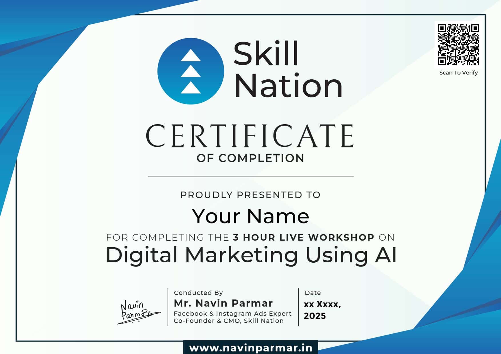 Skill Nation Certificate