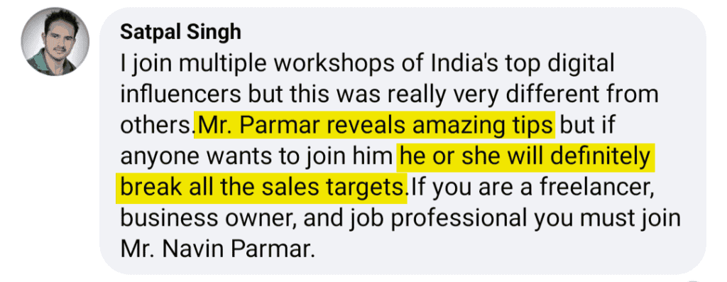Satpal Singh Testimonial